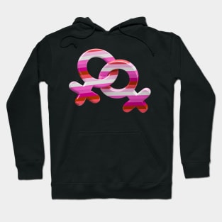 Lesbian couple symbol in lipstick flag colors of LGBTQ Pride Hoodie